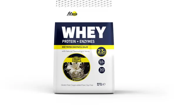 Протеїн сироватковий змішаний FitWin Whey Protein + Enzymes ваніль-крем, 900 г