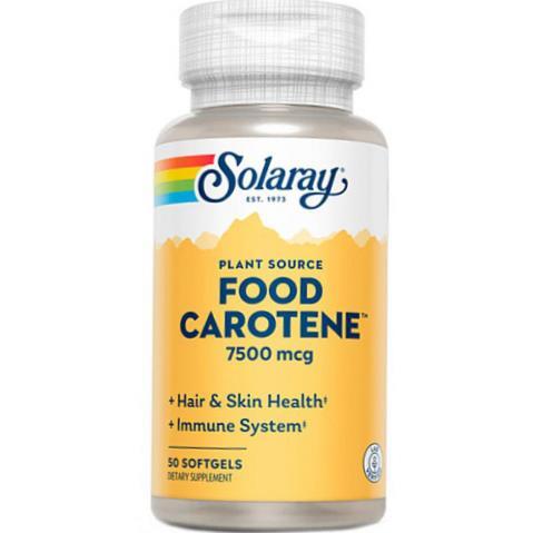 Бета-каротин Solaray Food Carotene 7500, 50 гелевых капсул