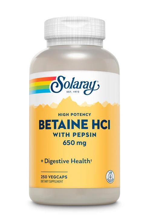 Бетаин HCL и пепсин Solaray HCL with Pepsin капсулы по 650 мг №250