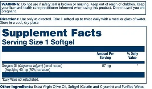 Олія орегано Solaray Oregano Oil, 60 гелевих капсул