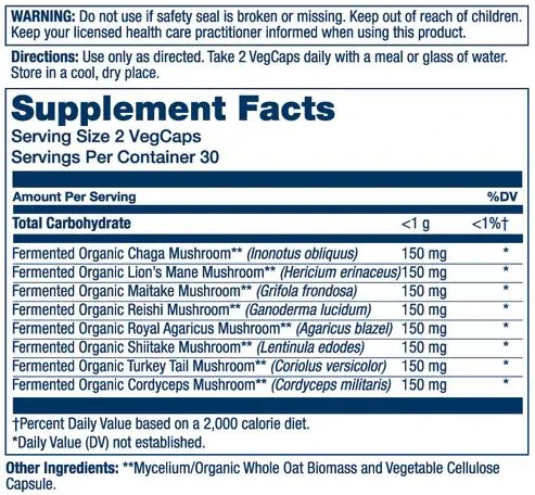 Грибний комплекс Solaray Fermented Mushroom Complete, 60 веганських капсул