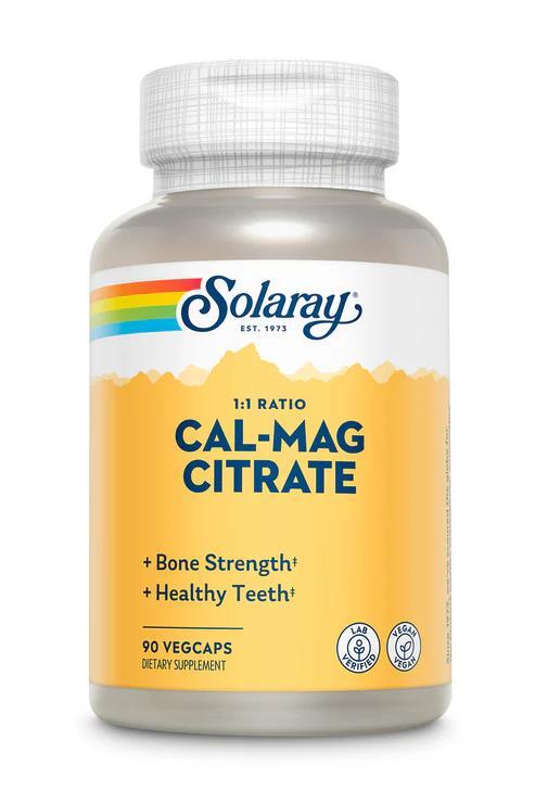 Кальций Магний Solaray Cal-Mag Citrate, 90 веганских капсул