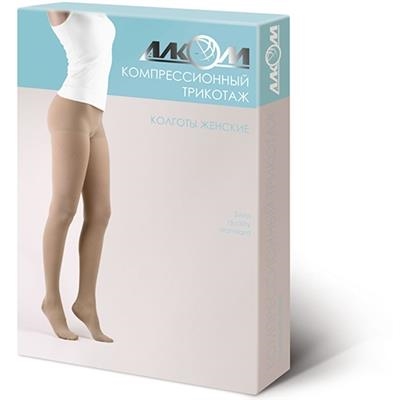 Колготки компрессионные Алком 7012 класс 2, цвет черный, размер 7