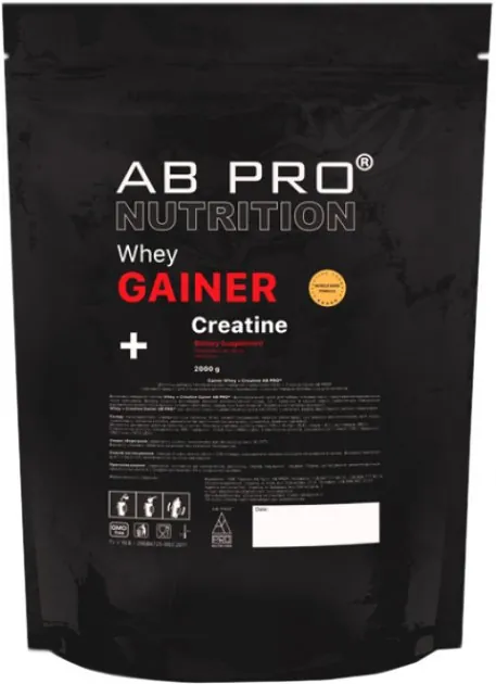 Гейнер AB PRO Whey Gainer + Creatine, полуниця, 2000 г