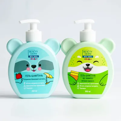 Гель-шампунь для купання Beauty Derm Kids дитячий 2 в 1 з полунично-банановим ароматом, 300 мл