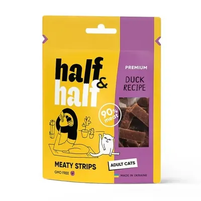 Ласощі для котів Half&Half м'ясні смужки з качкою, 50 г