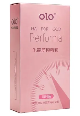 Презервативи OLO HA FOR GOD Performa ультратонкі з крапками та ребрами з пролонгувальним ефектом, 10 штук
