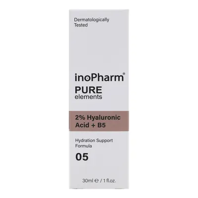 Сироватка для обличчя InoPharm Pure Elements з 2% гіалуронової кислоти та вітаміном B5, 30 мл