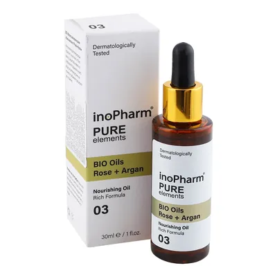 Сироватка для обличчя та шиї InoPharm Pure Elements з Bio олією троянди та аргани, 30 мл