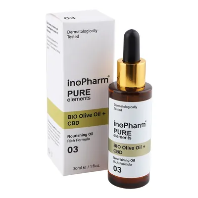 Сироватка для обличчя та шиї InoPharm Pure Elements з Bio оливковою олією та CBD, 30 мл
