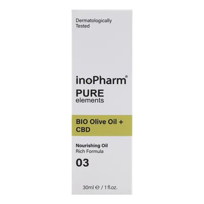 Сироватка для обличчя та шиї InoPharm Pure Elements з Bio оливковою олією та CBD, 30 мл