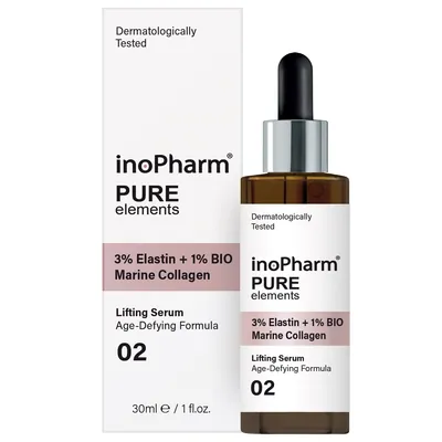 Сироватка для обличчя InoPharm Pure Elements з еластином та біологічним морським колагеном, 30 мл