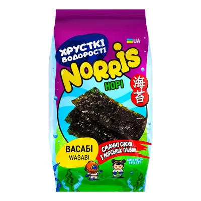 Чіпси з водоростей Norris Норі з васабі, 4,5 г