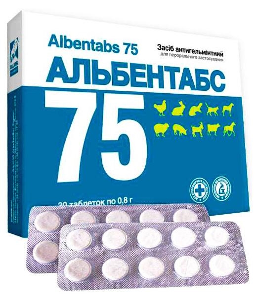 Альбентабс 75 (ДЛЯ ЖИВОТНЫХ) 7,5% антигельминтик, 30 таблеток