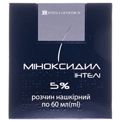 Миноксидил интели раствор н/к 5 % по 60 мл во флак.