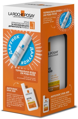 Набор La Roche-Posay Anthelios солнцезащитный флюид для чувствительной кожи лица SPF50+, 50 мл + термальная вода, 50 мл
