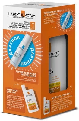 Набір La Roche-Posay Anthelios сонцезахисний флюїд для чутливої шкіри обличчя SPF50+, 50 мл + термальна вода, 50 мл