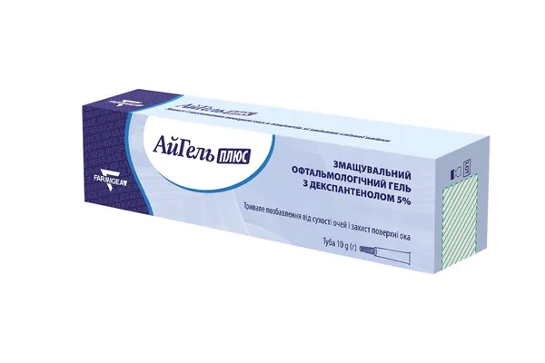 АйГель Плюс змащувальний офтальмологічний гель з декспантенолом 5% по 10 г в тубі