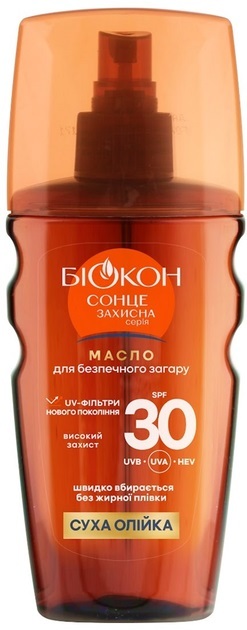Масло Биокон SPF30 Высокая защита для безопасного загара, 160 мл