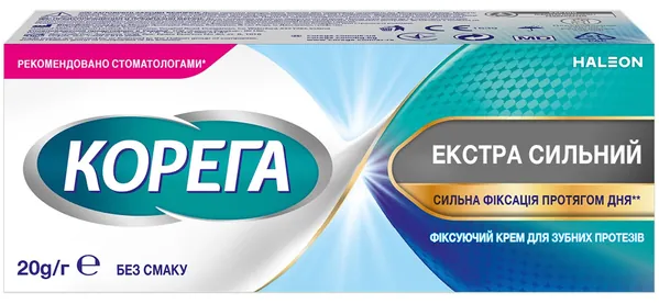 Крем фіксуючий для зубних протезів Корега Екстра Сильний Без Смаку, 20 г