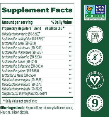 Пробиотик MegaFood MegaFlora 20 млрд КОЕ, 30 капсул