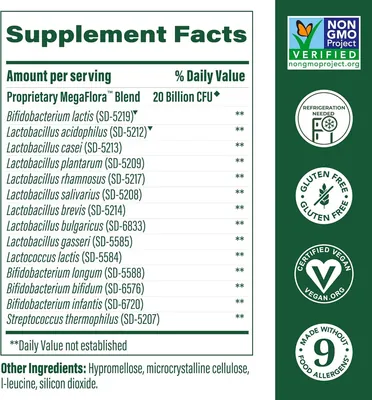 Пробіотик MegaFood MegaFlora 20 млрд КУО, 30 капсул