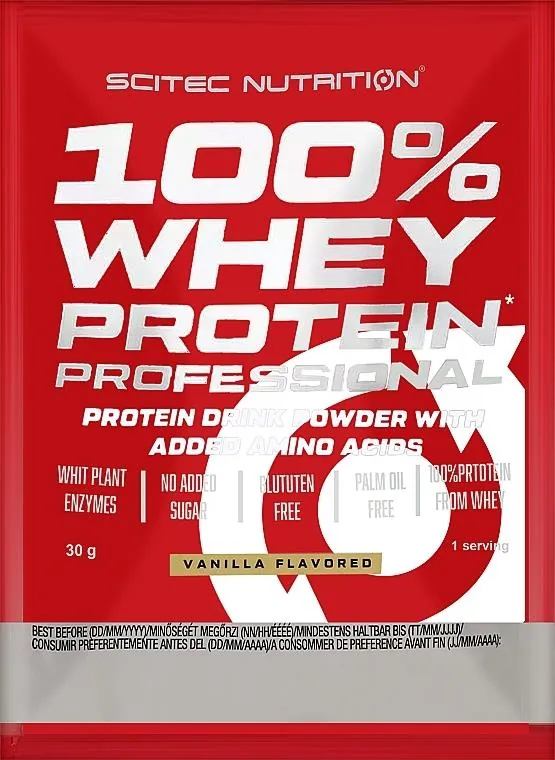 Протеїн сироватковий змішаний Scitec Nutrition 100% Whey Protein Professional ваніль, 30 г