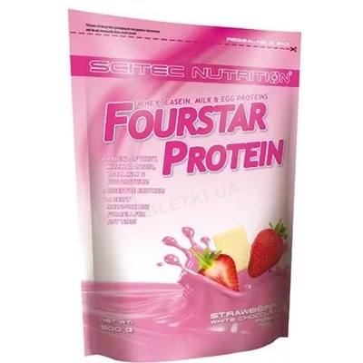 Протеїн комплексний Scitec Nutrition Fourstar Protein полуниця-білий шоколад, 500 г
