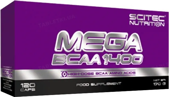 Амінокислота Scitec Nutrition Mega BCAA 1400, 120 капсул