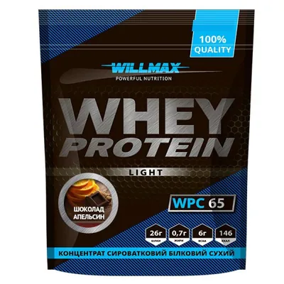Протеїн сироватковий концентрат Willmax Whey Protein Light WPC 65, шоколад-апельсин, 1 кг