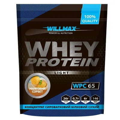 Протеїн сироватковий концентрат Willmax Whey Protein Light WPC 65, манговий сорбет, 1 кг