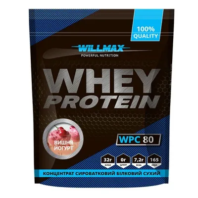 Протеїн сироватковий концентрат Willmax Whey Protein WPC 80, вишня-йогурт, 920 г