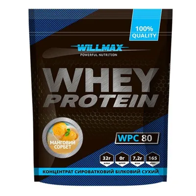 Протеїн сироватковий концентрат Willmax Whey Protein WPC 80, манговий сорбет, 920 г