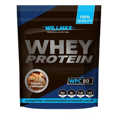 Протеїн сироватковий концентрат Willmax Whey Protein WPC 80, булочка з корицею, 920 г