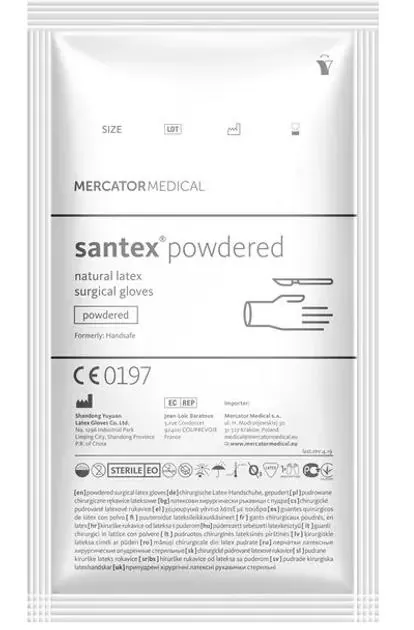 Рукавички хірургічні Santex латексні з пудрою стерильні, розмір 6,5, пара