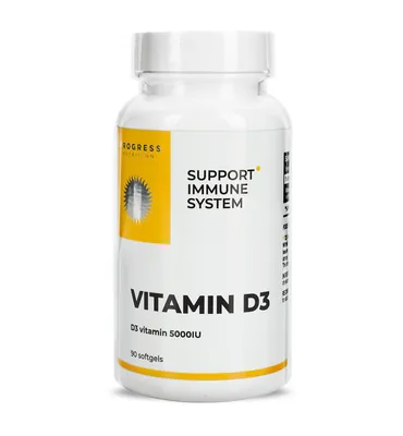 Вітамін Д3 Progress Nutrition Vitamin D3 5000 МО, 90 м'яких капсул