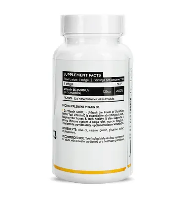 Вітамін Д3 Progress Nutrition Vitamin D3 5000 МО, 90 м'яких капсул