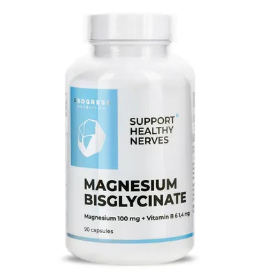 Магній бісгліцинат Progress Nutrition Magnesium Bisglycinate, 90 капсул