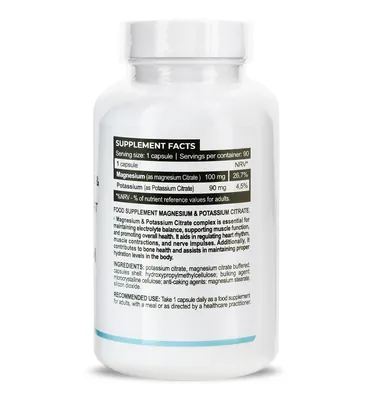 Магній та калій цитрат Progress Nutrition Magnesium Potassium Citrate, 90 капсул