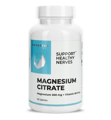 Магній цитрат та вітамін В6 Progress Nutrition Magnesium Citrate + Vitamin B6, 90 таблеток
