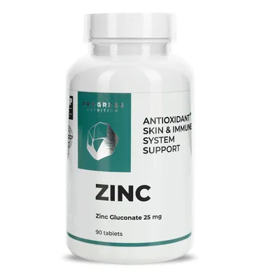 Цинк глюконат Progress Nutrition Zinc Gluconate 25 мг, 90 таблеток