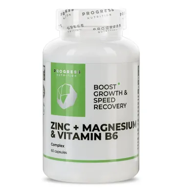 Цинк, магній та вітамін В6 Progress Nutrition Zinc Magnesium & Vitamin B6 , 60 м'яких капсул