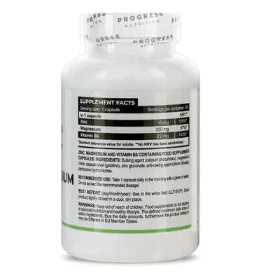 Цинк, магній та вітамін В6 Progress Nutrition Zinc Magnesium & Vitamin B6 , 60 м'яких капсул