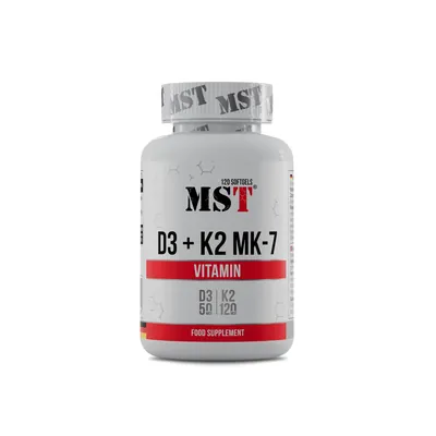 Вітамін Д3 и К2 (MK7) MST Nutrition Vitamin D3 + K2 MK-7, 120 капсул