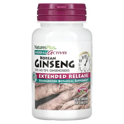 Екстракт кореня женьшеню Nature's Plus Herbal Actives Korean Ginseng 1000 мг, 30 таблеток