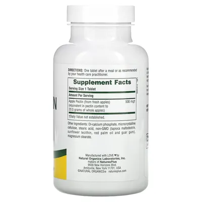 Яблучний пектин Nature's Plus Apple Pectin 500 мг, 180 таблеток