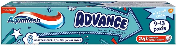 Зубна паста Aquafresh Advance 9-12 років, 75 мл