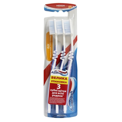 Зубная щетка Aquaresh Flex, Medium, 3 штук