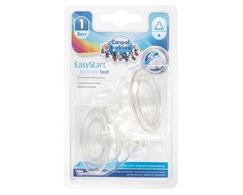 Соска силиконовая Canpol Babies EasyStart 21/730 для бутылочек с широким отверстием, от 3 месяцев, 2 шт