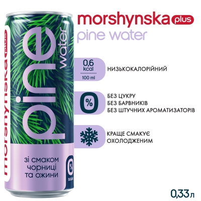 Напиток сокосодержащий Моршинская плюс Pine Water слабогазированный, черника и ежевика, 0,33 л